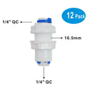 12 PACK OF Straight Bulkhead Connector 1/4" Quick Fitting Connection for Water Filters and RO Reverse Osmosis Systems