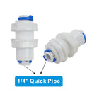 12 PACK OF Straight Bulkhead Connector 1/4" Quick Fitting Connection for Water Filters and RO Reverse Osmosis Systems